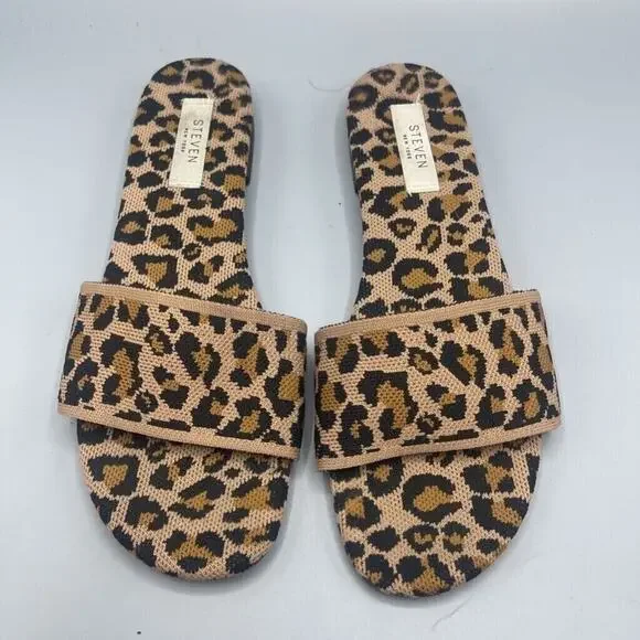 Steven Madden Sandals Womens 10 M Seala Slides Multicolor Cheetah Comfort - Picture 2 of 6